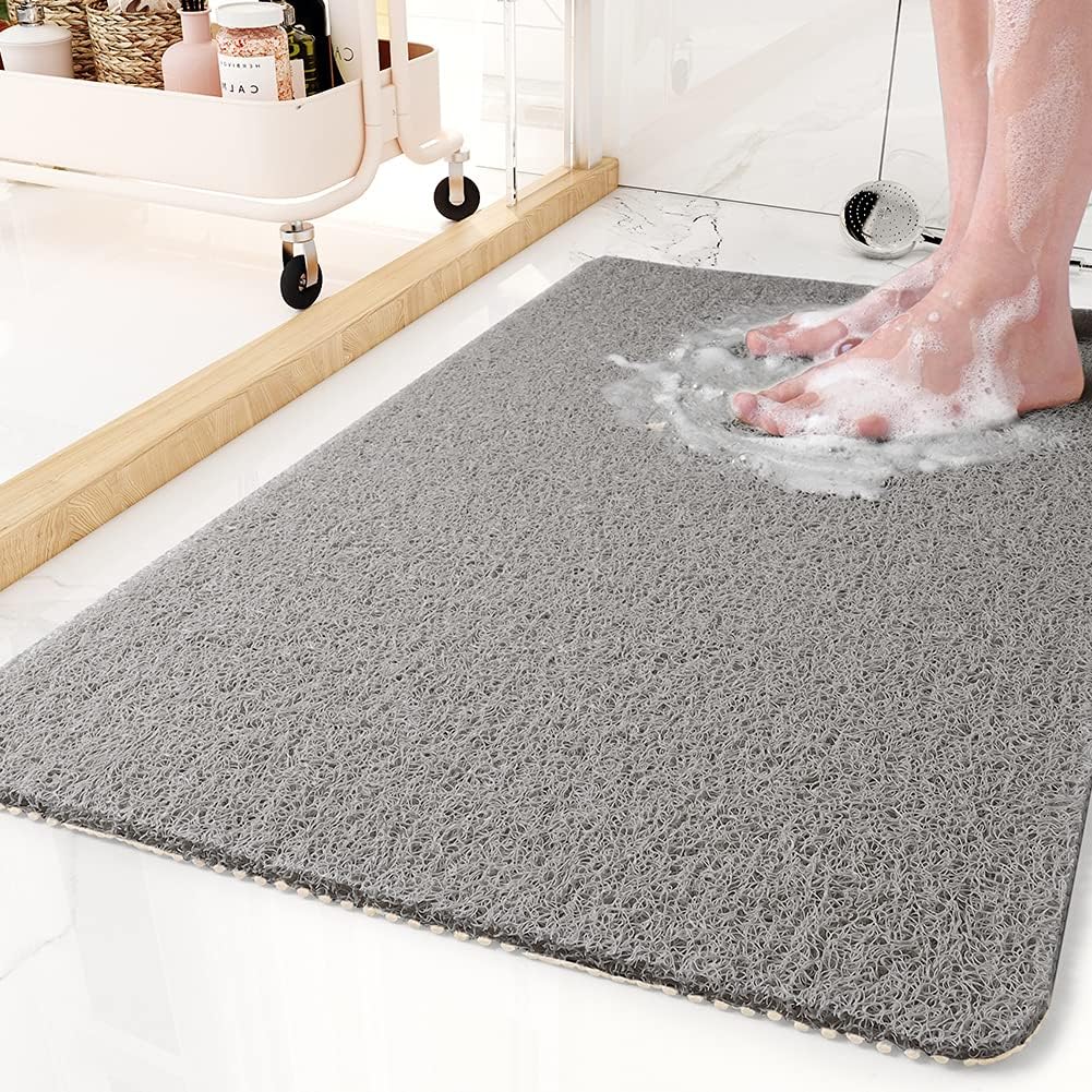 Non-Slip Shower Mat with Quick Water Drainage | Cut-to-Fit Soft Machine Washable Mat