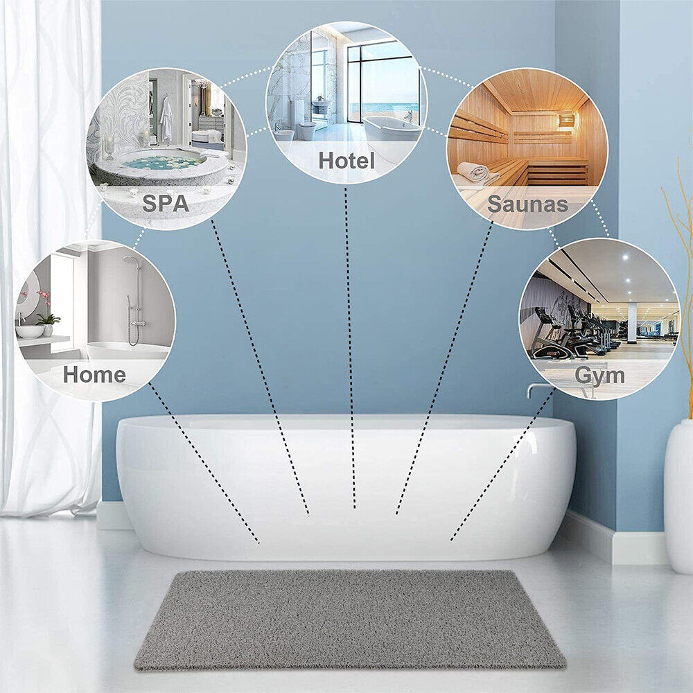 Non-Slip Shower Mat with Quick Water Drainage | Cut-to-Fit Soft Machine Washable Mat