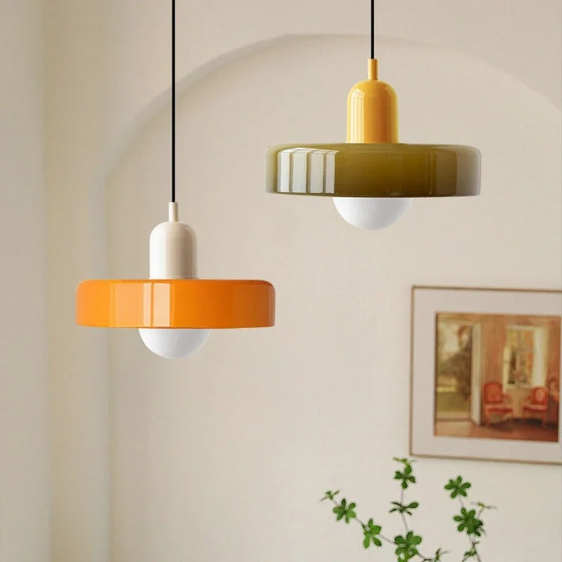 Bauhaus Dual-Tone Glass Pendant Light with Vibrant Colors | Modern Lamp