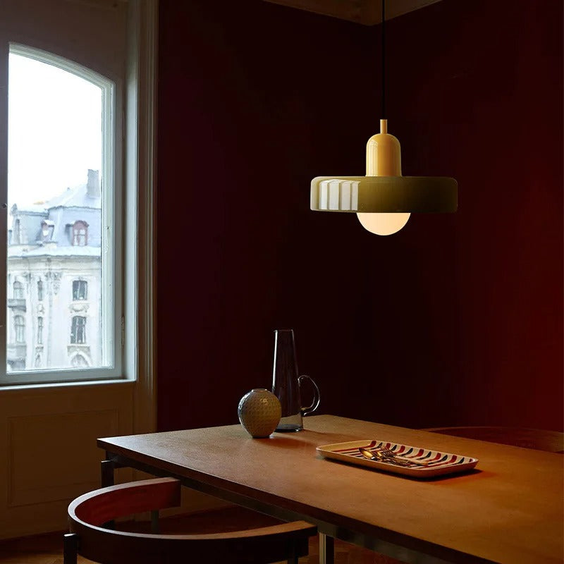 Bauhaus Dual-Tone Glass Pendant Light with Vibrant Colors | Modern Lamp