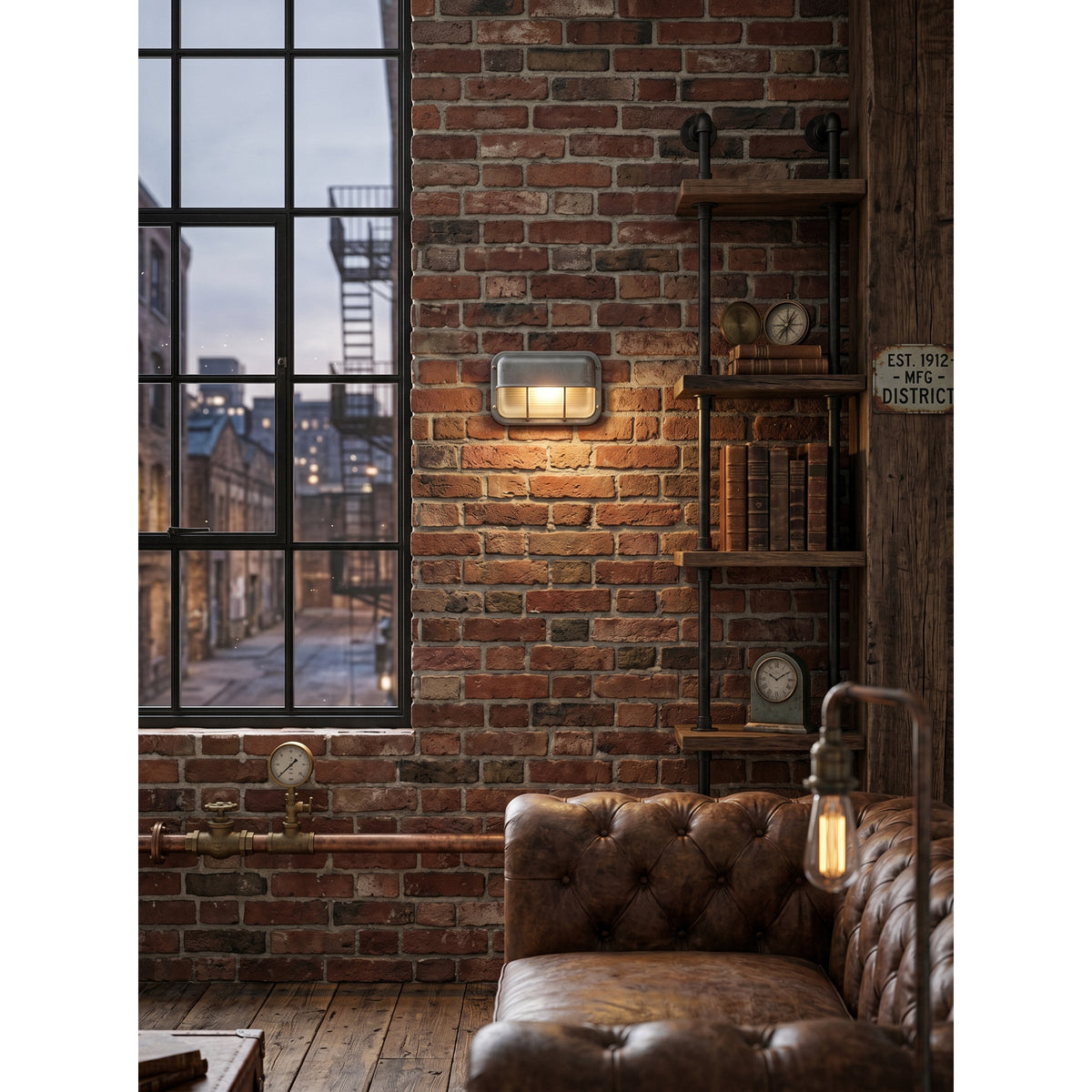 Aluminum Outdoor Bulkhead Wall Sconce with Sealed Glass | Weather-Resistant Light