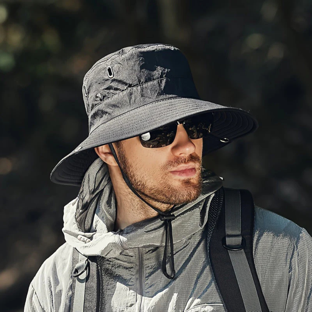Brimora | Men’s Wide Brim Sun Hat with Chin Strap | Packable Ventilated Hat for Outdoors