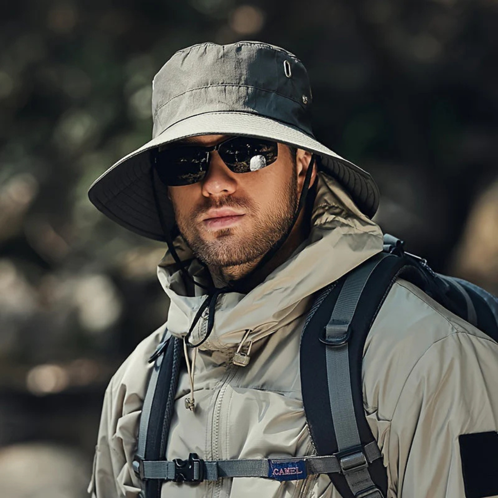 Brimora | Men’s Wide Brim Sun Hat with Chin Strap | Packable Ventilated Hat for Outdoors