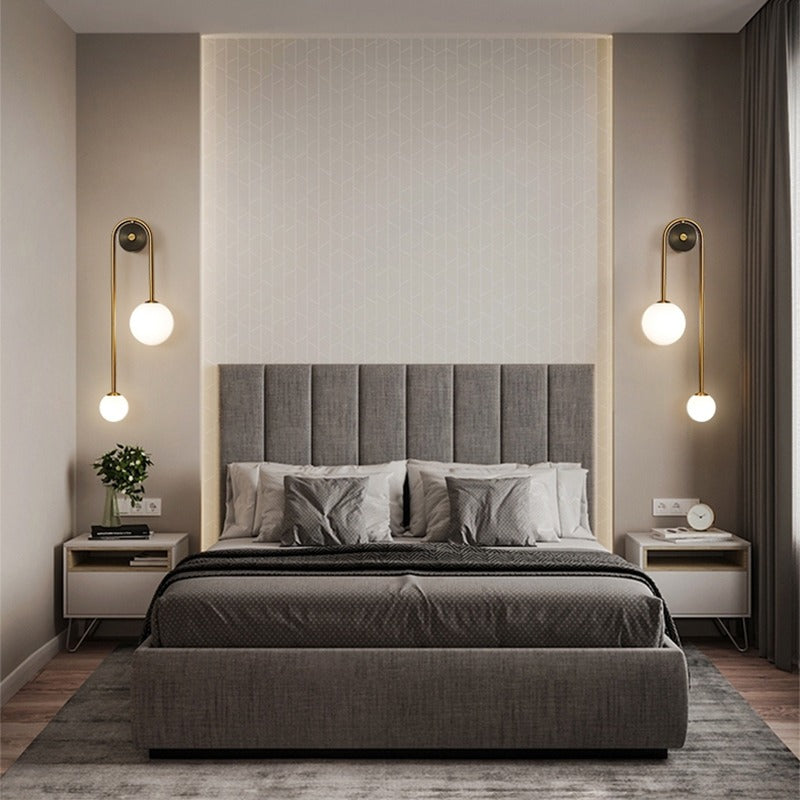 Nordic Gold Wall Sconce with White Glass Shade | Minimalist Light Fixture
