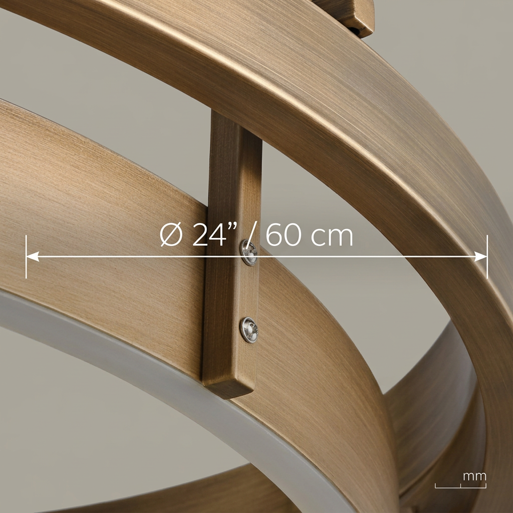 Halo Ring Series | Brushed-Brass Double Ring Chandelier with Integrated LED for Foyer