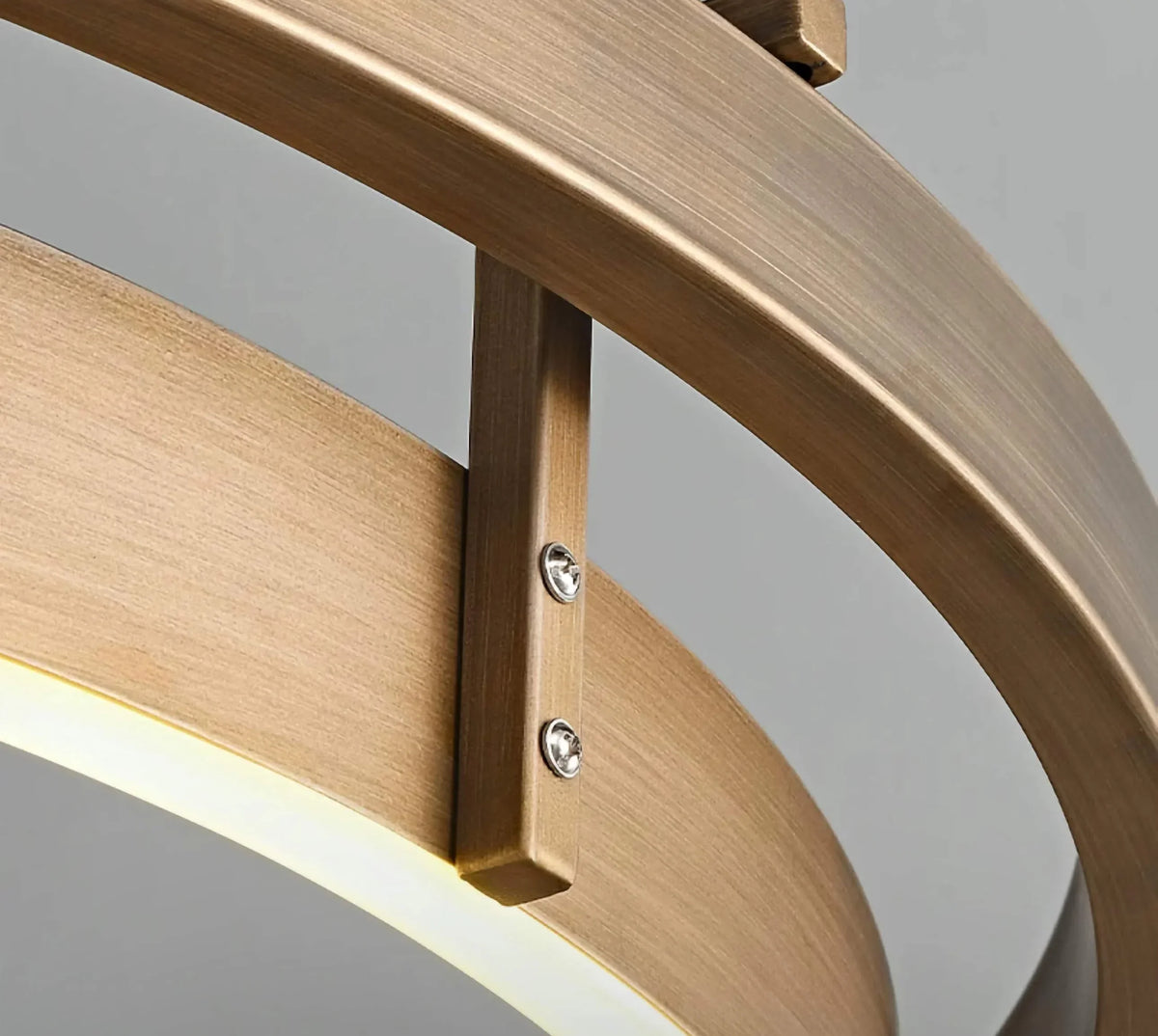 Halo Ring Series | Brushed-Brass Double Ring Chandelier with Integrated LED for Foyer