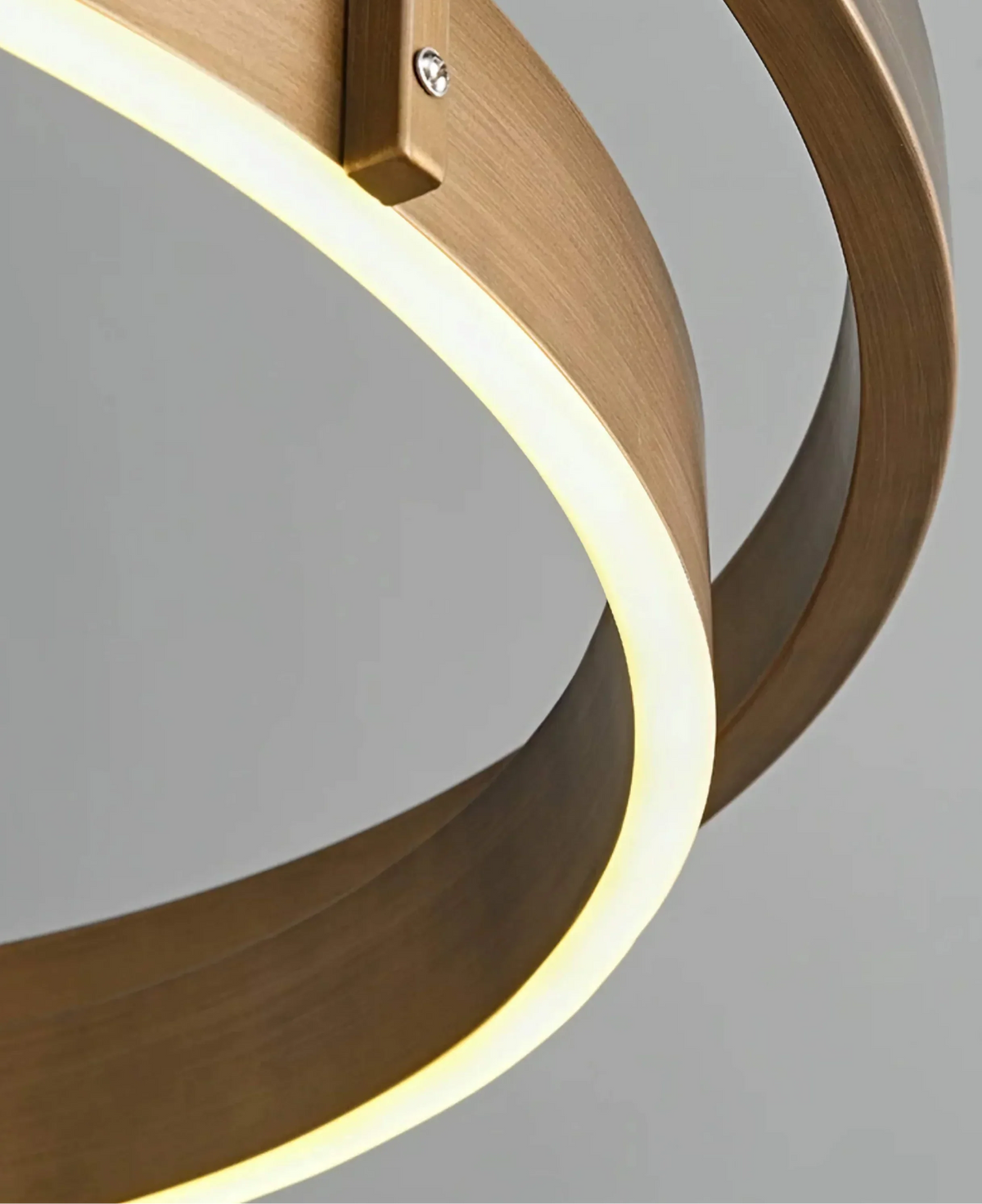 Halo Ring Series | Brushed-Brass Double Ring Chandelier with Integrated LED for Foyer