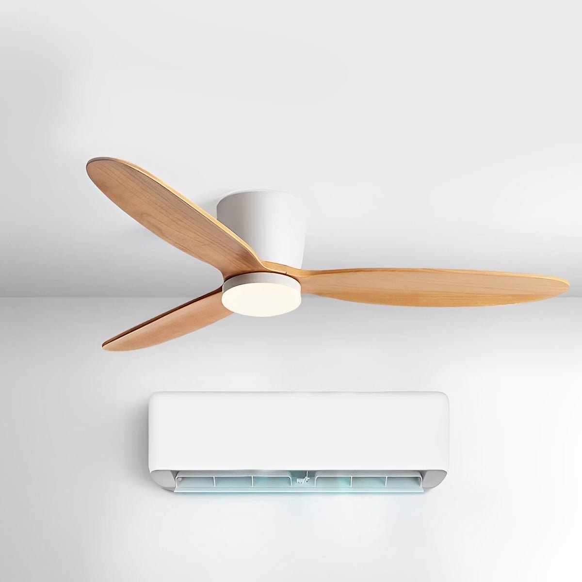 Modern Nordic Wood Ceiling Fan Light 6-Speed DC LED 3CCT
