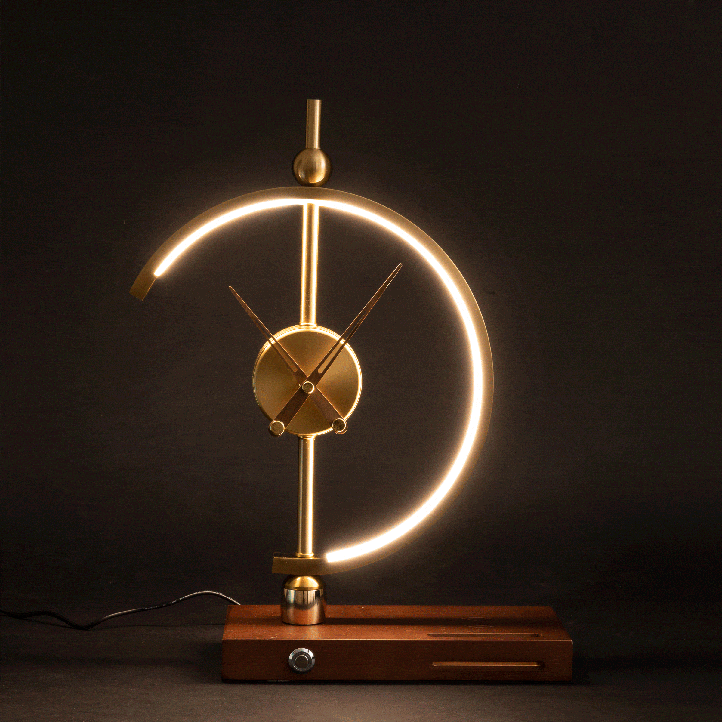 Nagoya LED Table Lamp with Clock Wireless Charging Dimmable Desk Light