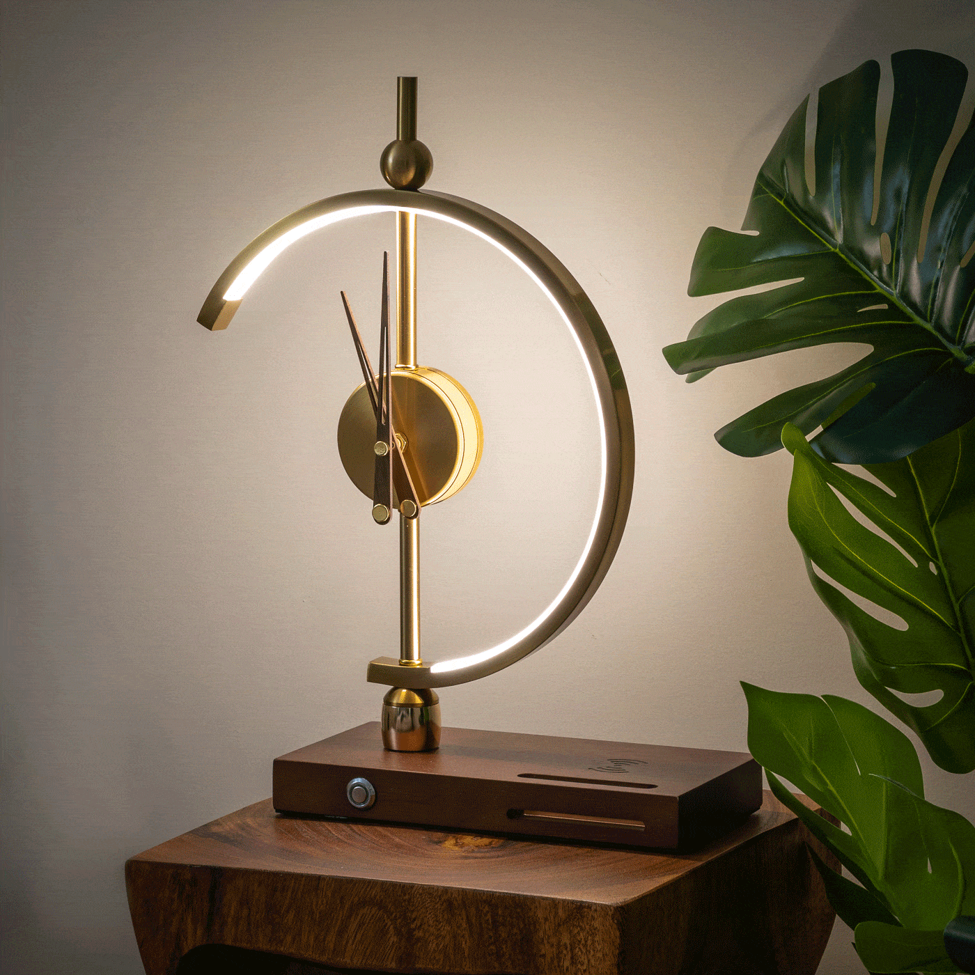 Nagoya LED Table Lamp with Clock Wireless Charging Dimmable Desk Light