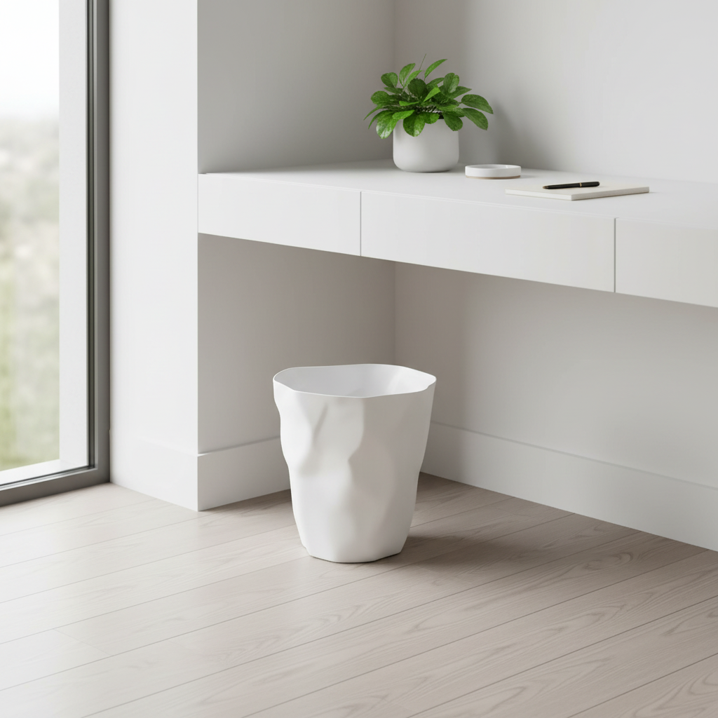 Nordic Minimalist Trash Can Modern Plastic Waste Bin for Bathroom Office