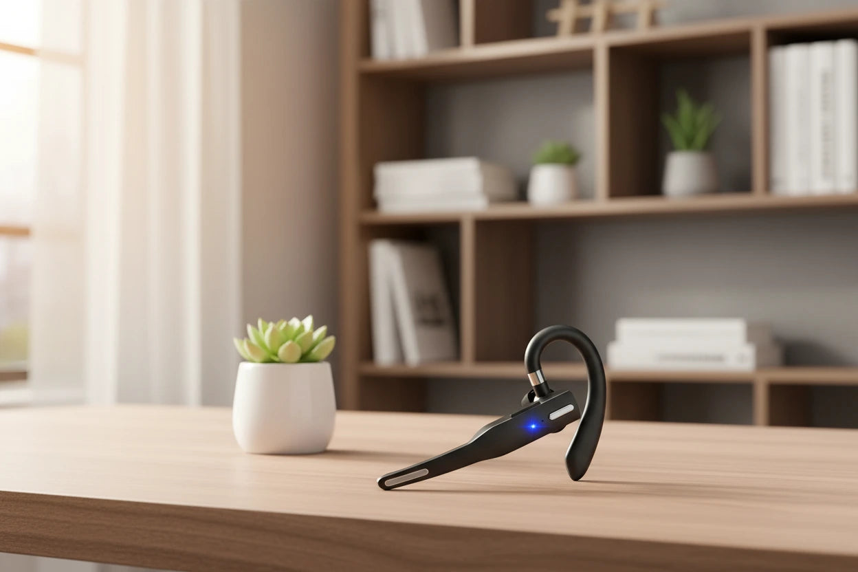 Bluetooth 5.1 Wireless Headset Noise Cancelling Mic Hands Free Ear Hook