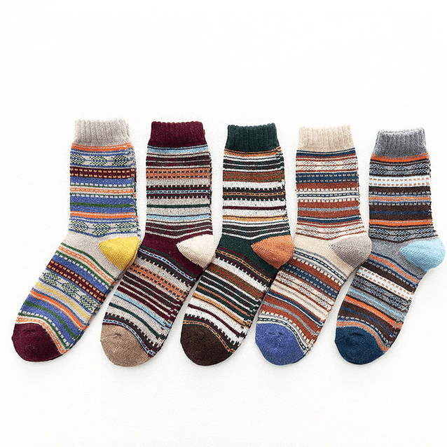 Nordic Wool Blend Socks with Scandinavian Pattern | Warm Winter Comfort