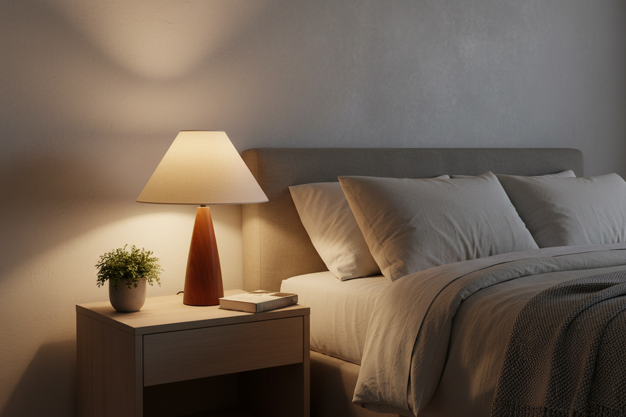 Solid Wood Table Lamp Classic Bedside Desk Lamp for Bedroom