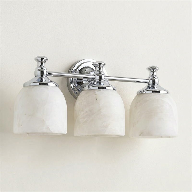 Vanity Glow Series | Brass Short Arm Wall Sconce with Milk Glass Dome for Bathroom