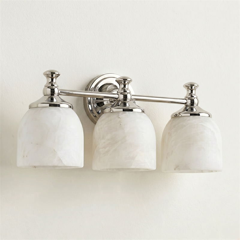 Vanity Glow Series | Brass Short Arm Wall Sconce with Milk Glass Dome for Bathroom