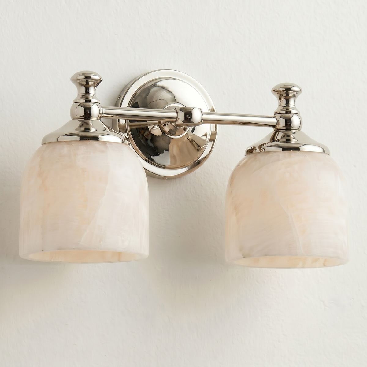 Vanity Glow Series | Brass Short Arm Wall Sconce with Milk Glass Dome for Bathroom