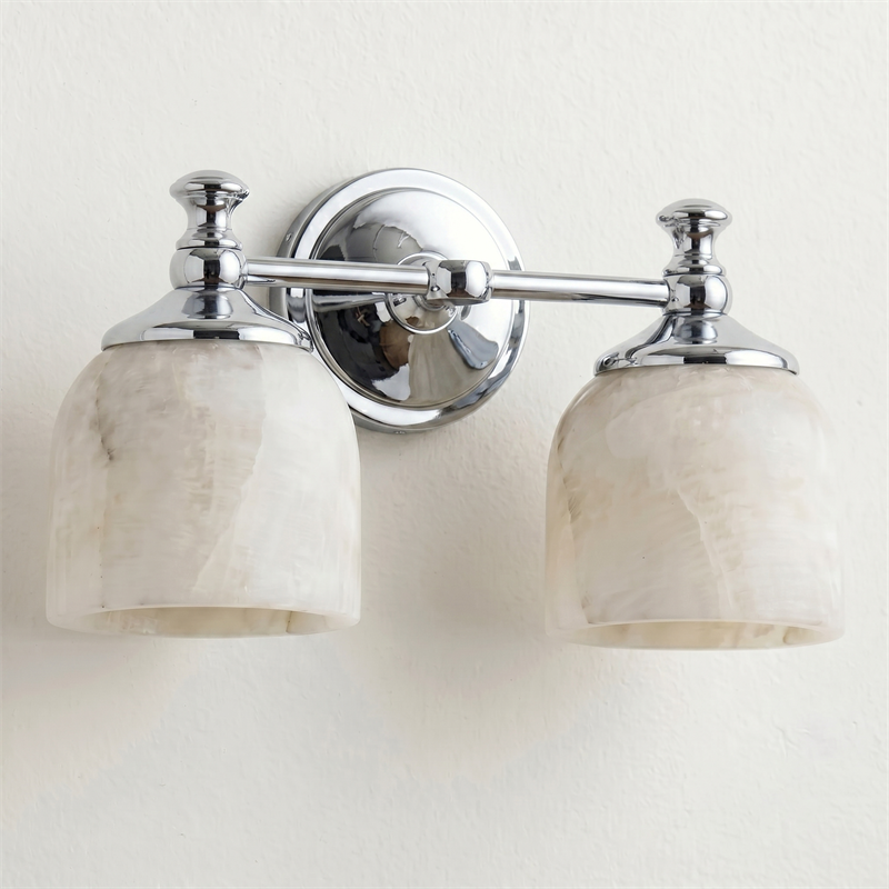 Vanity Glow Series | Brass Short Arm Wall Sconce with Milk Glass Dome for Bathroom