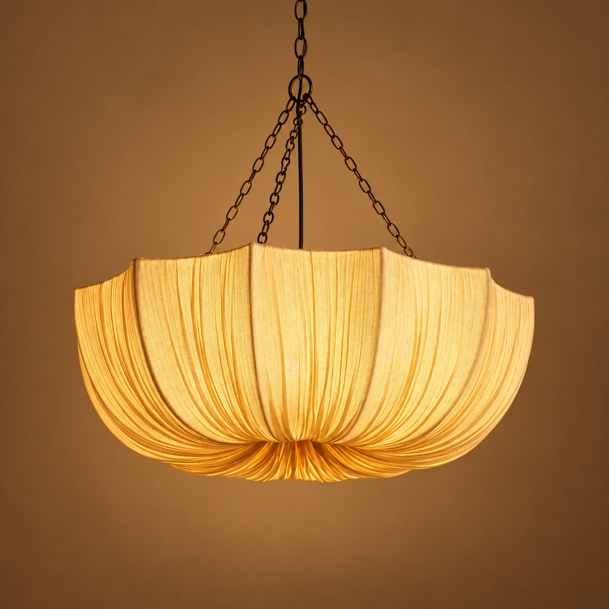 Hand-Draped Linen Pendant Light | Wabi-Sabi Chandelier for Dining Rooms