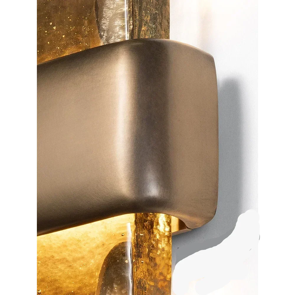 Colonna Series | Textured Glass & Brass Wall Sconce with Cast-Glass Column for Hallway