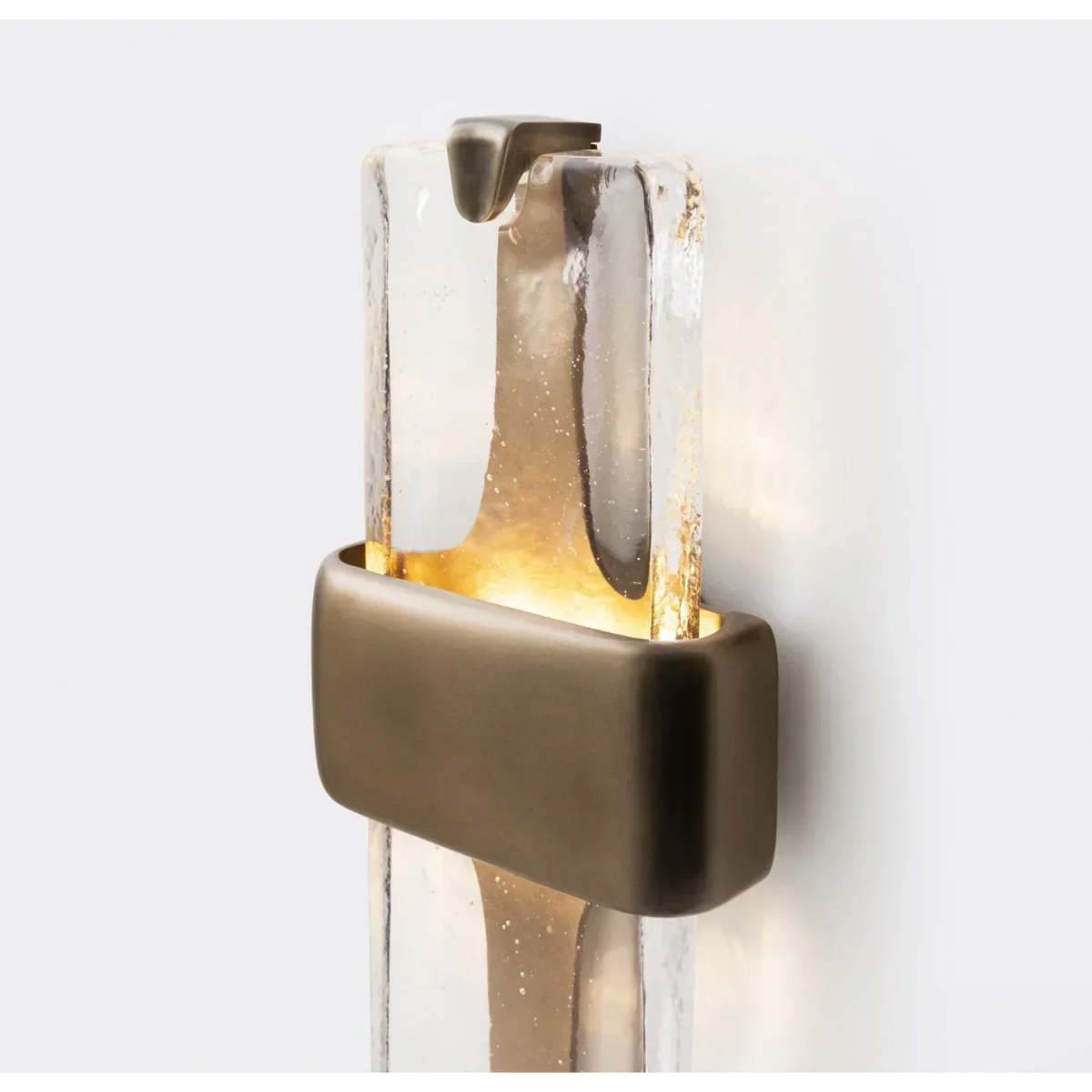 Colonna Series | Textured Glass & Brass Wall Sconce with Cast-Glass Column for Hallway