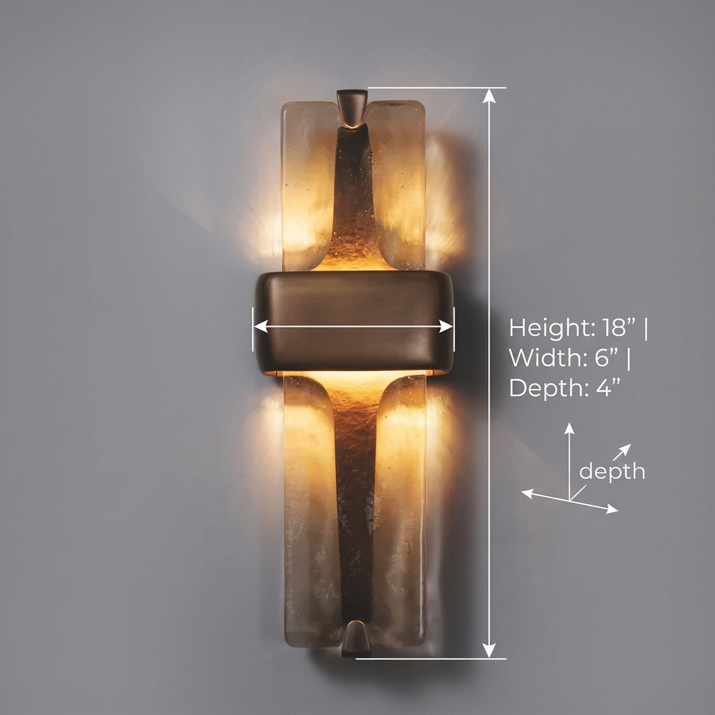 Colonna Series | Textured Glass & Brass Wall Sconce with Cast-Glass Column for Hallway