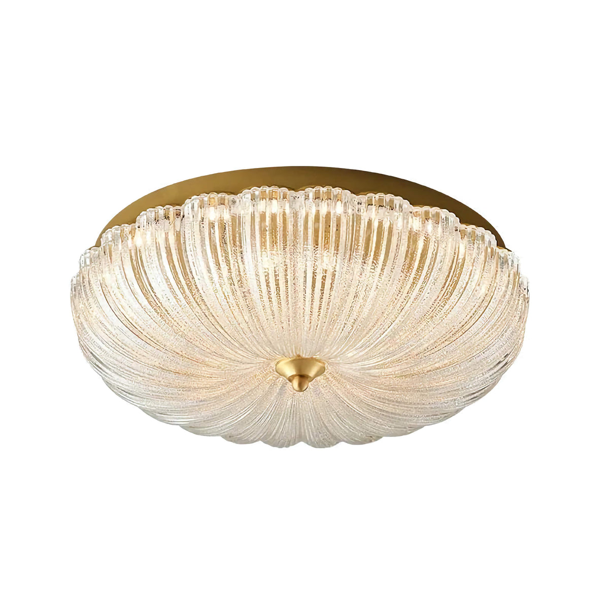 Bloom Series | Vintage Flower Glass Flush Mount with Copper Accent for Low Ceilings