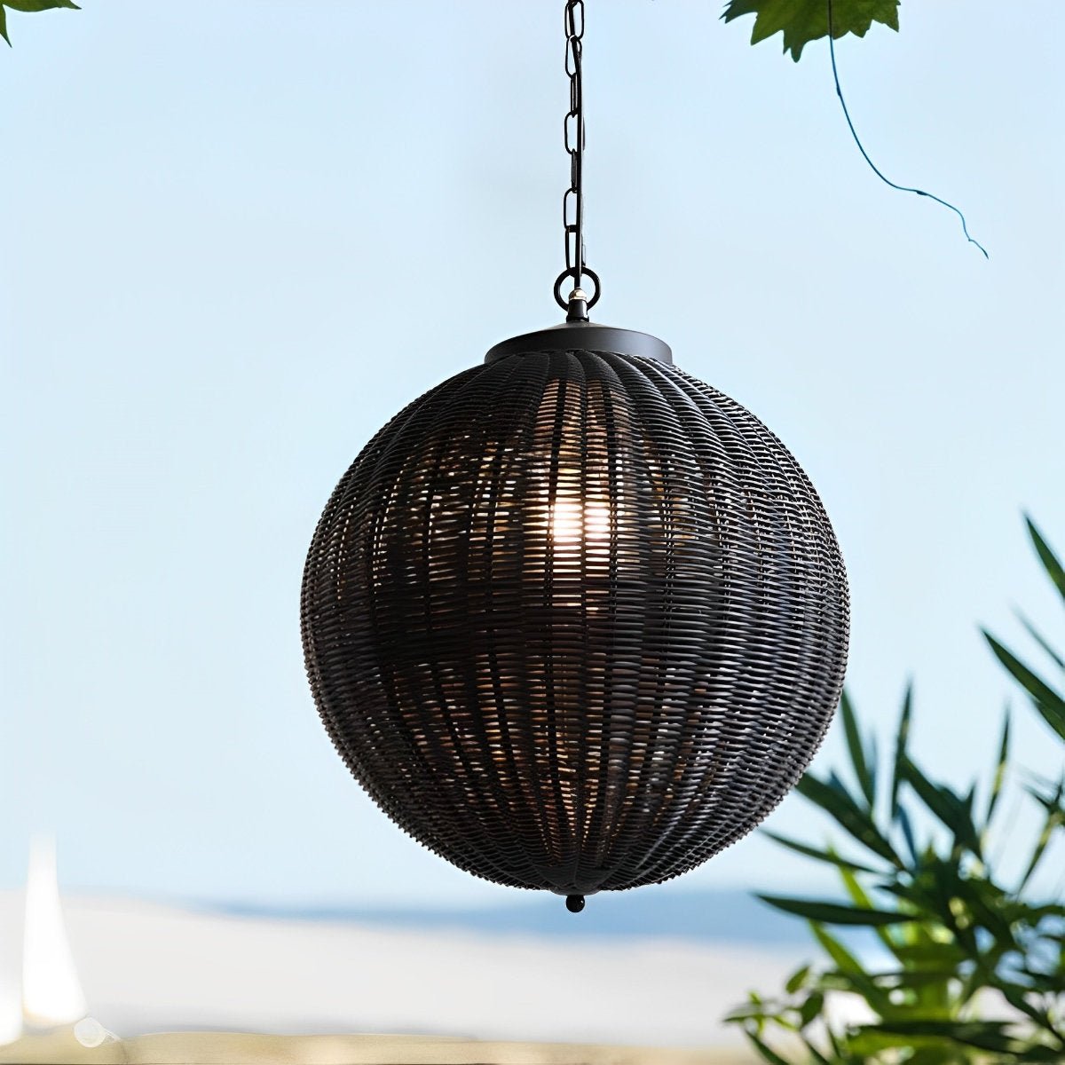 Retro Rattan Outdoor Pendant Light Waterproof Garden Chandelier
