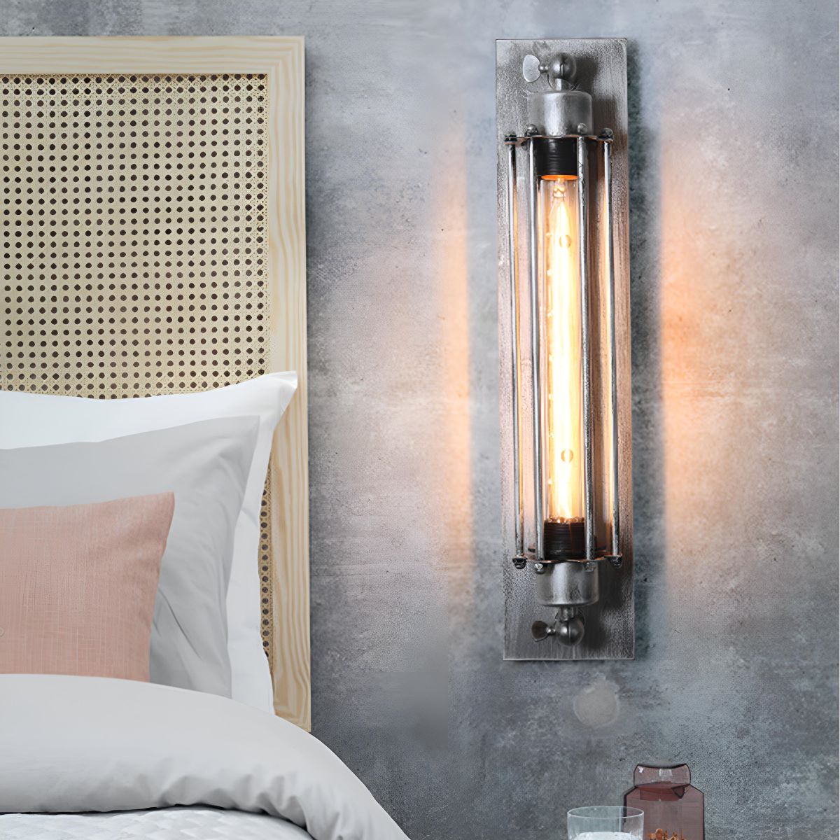 Vintage Industrial LED Wall Sconce Iron Glass 3000K