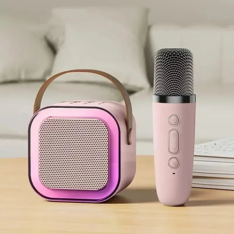 Portable Bluetooth Karaoke Speaker with 2 Wireless Mics & LED Lights Party System
